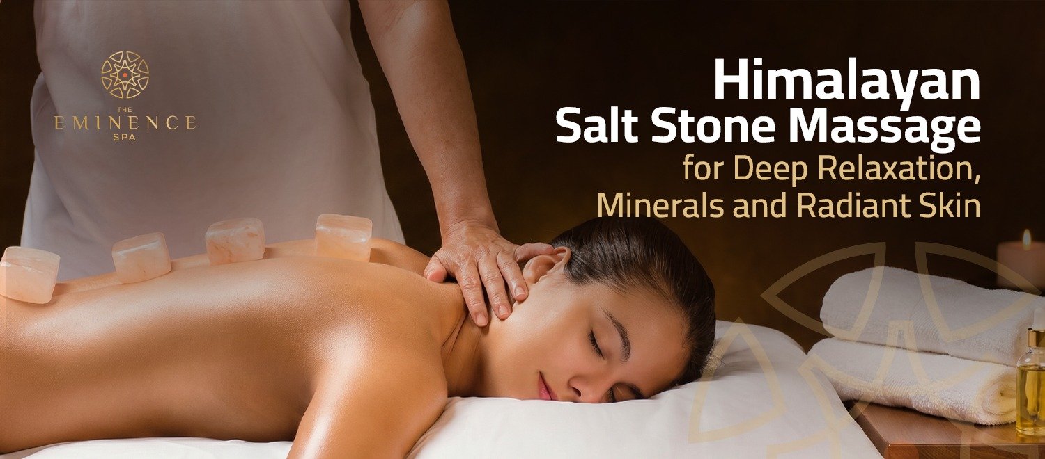 Himalayan salt stone massage therapy promoting deep relaxation, mineral nourishment, and radiant skin